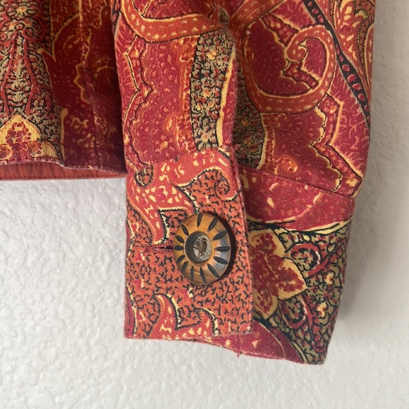 New Identity: Red/ orange Floral blazer:with sequin and beautiful buttons! Small - Picture 7 of 8